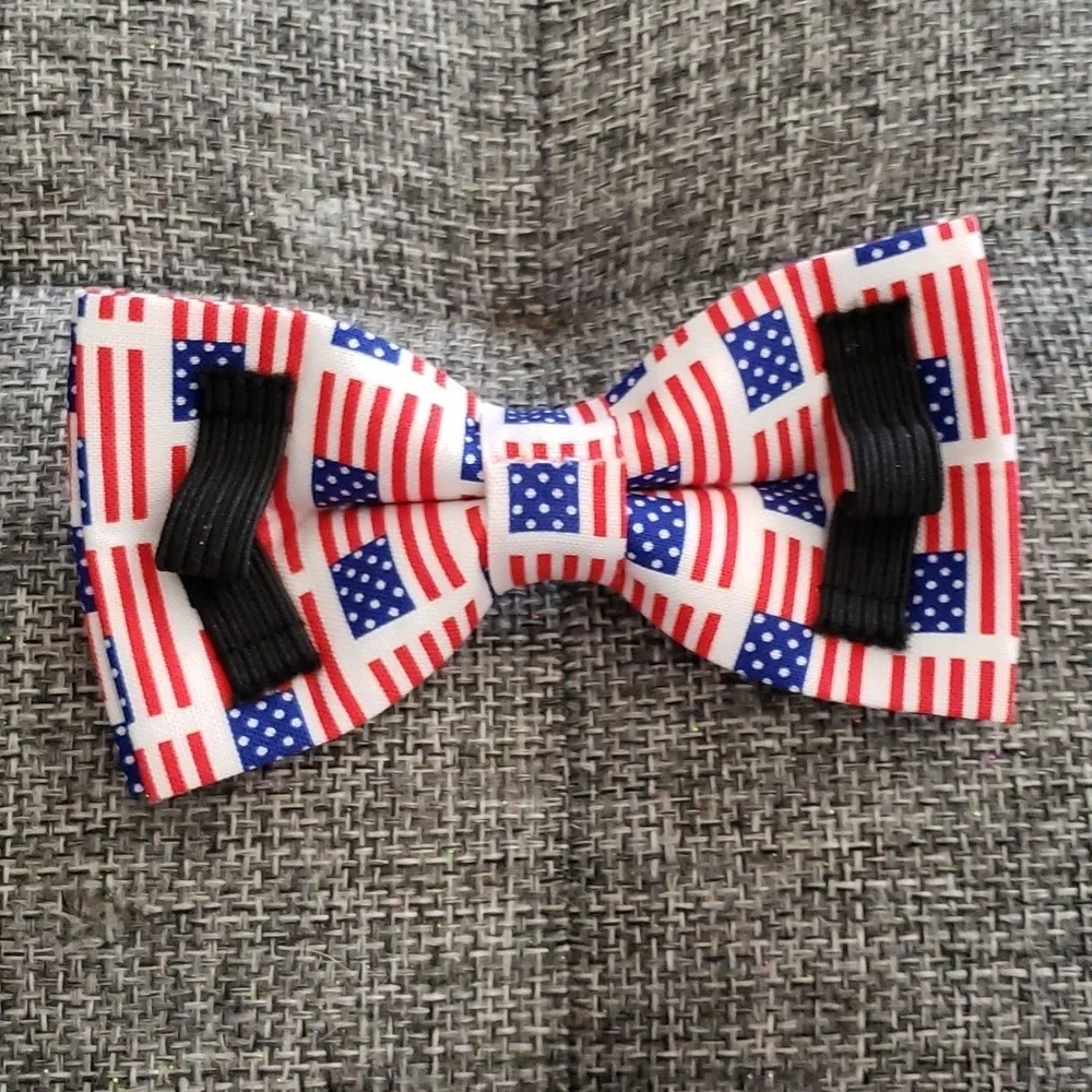 Unique style paws American Flag  Dog Collar with Bow Tie Size Small
